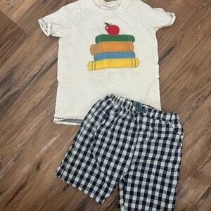 Kids Book Stack T-Shirt and Checkered Shorts Set